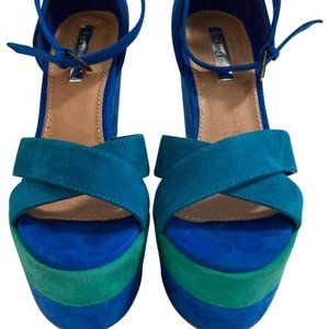 Halston Heritage Blue super high wedges